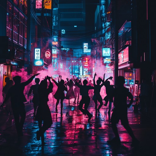 An instrumental track blending modern funk and synthwave elements, featuring groovy bass lines, crisp drums, and shimmering synths to evoke the bustling energy of city nightlife under glowing neon signs.