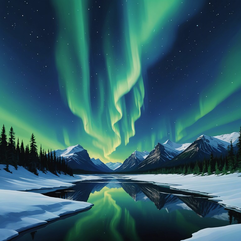 A rich and evocative soundscape that utilizes ambient synthesizers to simulate the vocal cords, creating a ghostly chorus effect that interplays with soft, rhythmic pulses reminiscent of the aurora borealis’ movement across the sky. The track’s builds are subtle yet profound, capturing the spirit of the far north with a tender yet eerie touch.