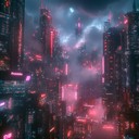 dark, atmospheric, and eerie cyberpunk city soundscape