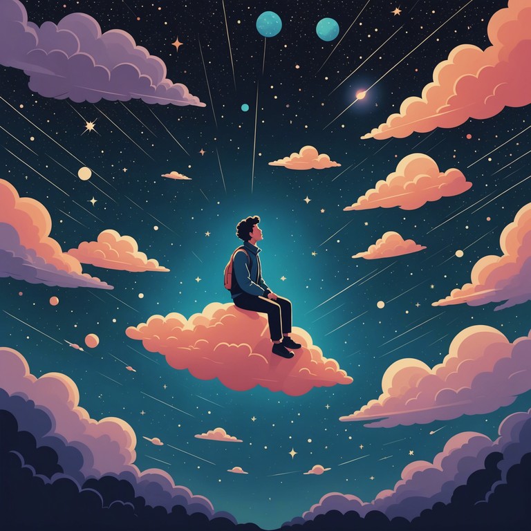 This track embodies an uplifting journey through space and emotion, combining innovative sound layers with a dynamic rhythm that propels the listener through a dream like state. The piece centers around the electric guitar, infused with elements of psychedelic rock and ambient music, creating a full bodied, immersive experience that feels like soaring.