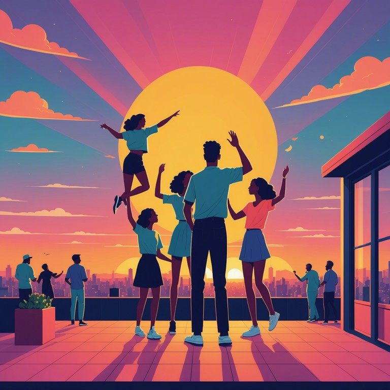 Imagine a groovy and uplifting tune that encapsulates the feeling of a rooftop party at sunrise. The track combines spirited house beats with melodic overlays, creating an atmosphere of exhilaration and freedom. Perfect for morning dance sessions or energizing daytime events.