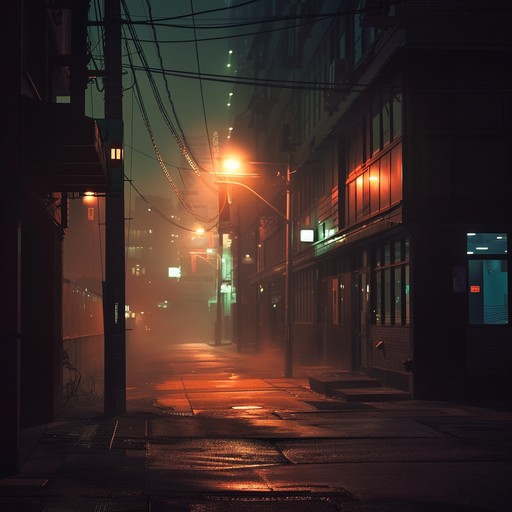 A track that captures the ethereal stillness of quiet city streets under the sparkle of lampposts, combining sultry saxophone melodies with understated jazzy rhythms and ambient noise for a feeling of solitude amidst urban sprawl.