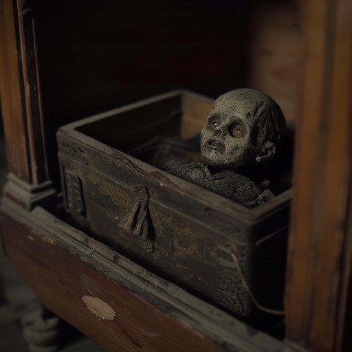 This eerie instrumental piece features a haunting melody played on an old, slightly out-of-tune musicbox. The tinny, metallic sound of the musicbox creates a sense of unease and discomfort, as if the instrument itself is possessed by a malevolent spirit. The simple, childlike tune is juxtaposed against the unsettling atmosphere, evoking images of abandoned nurseries and forgotten toys. As the lullaby progresses, subtle dissonant notes and unexpected key changes heighten the tension, hinting at a dark and twisted history behind the seemingly innocent musicbox.