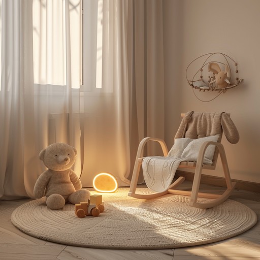 Gentle, flowing harp melodies create a warm and calming atmosphere, ideal for quiet moments in a nursery. The soft, tender harmonies evoke feelings of safety and warmth, making it perfect for bedtime stories and peaceful rest.