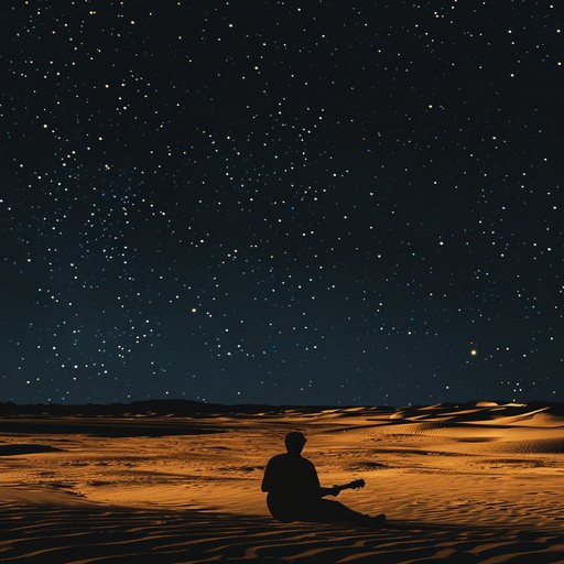 A melancholic instrumental blending middle eastern oud with western electric guitar, evoking a sense of solitude and vast, empty deserts. The gentle yet powerful melodies create a reflective atmosphere, perfect for moments of introspection and longing