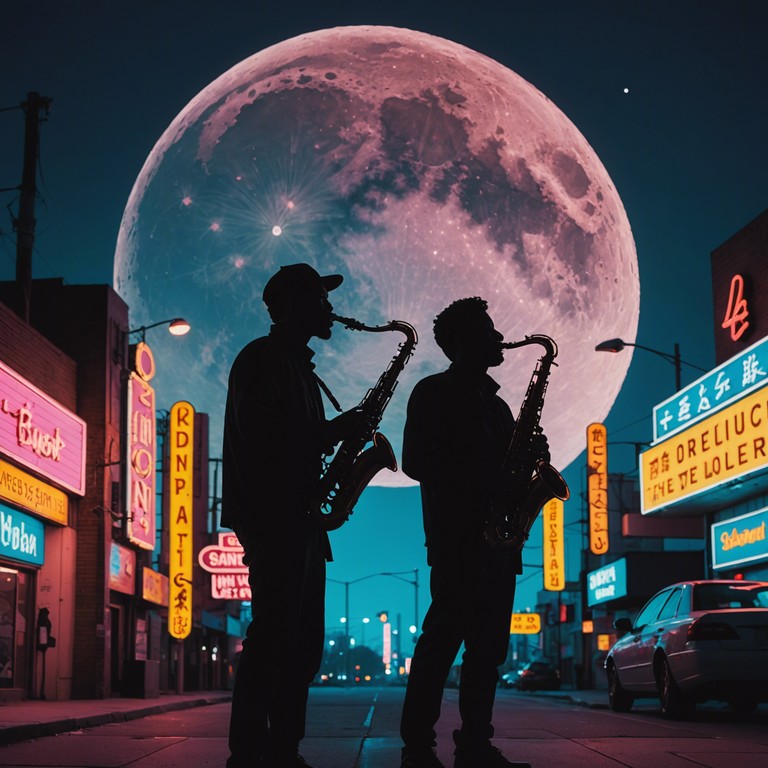 Exploring the sultry blend of saxophone driven jazz and hypnotic rhythms as they echo the pulse of a neon filled cityscape at midnight. The sound is both reflective and captivating, perfect for those who love their music infused with the spirit of the city.