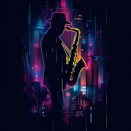 Immerse in an elegant blend of futuristic electronic sounds and smooth jazz, guiding you through a serene neon lit urban landscape. The saxophone weaves melodic solos over synthesized harmonies and soulful rhythms, creating a unique soundscape that is both nostalgic and forward thinking.