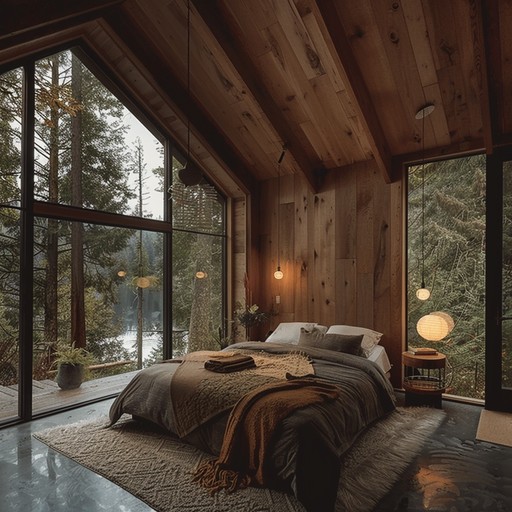 Imagine sitting in a cozy cabin, surrounded by the warm glow of polished wooden walls and the comforting crackle of a fireplace. The gentle strumming of an acoustic guitar fills the room, creating a soothing and inviting atmosphere perfect for unwinding after a long day.