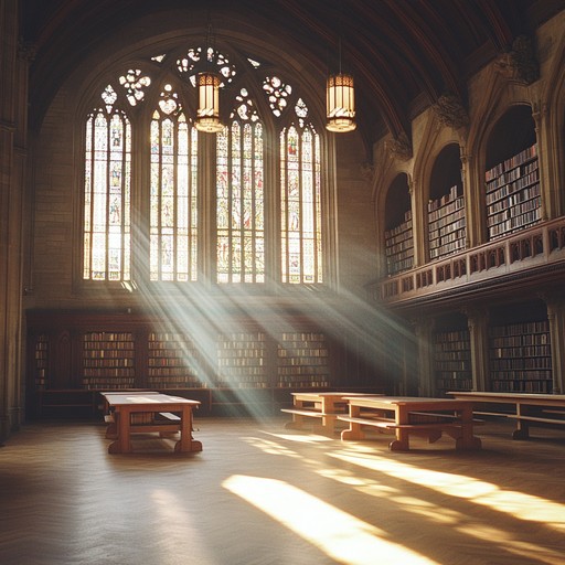 Imagine a soundtrack for an old, eerie library where the faint echoes and soft rustling of pages create an atmosphere thick with intrigue and whispers of bygone eras. This solemn ambiance invites deeply introspective thoughts, evoking a connection to the past and the countless stories held within the walls.