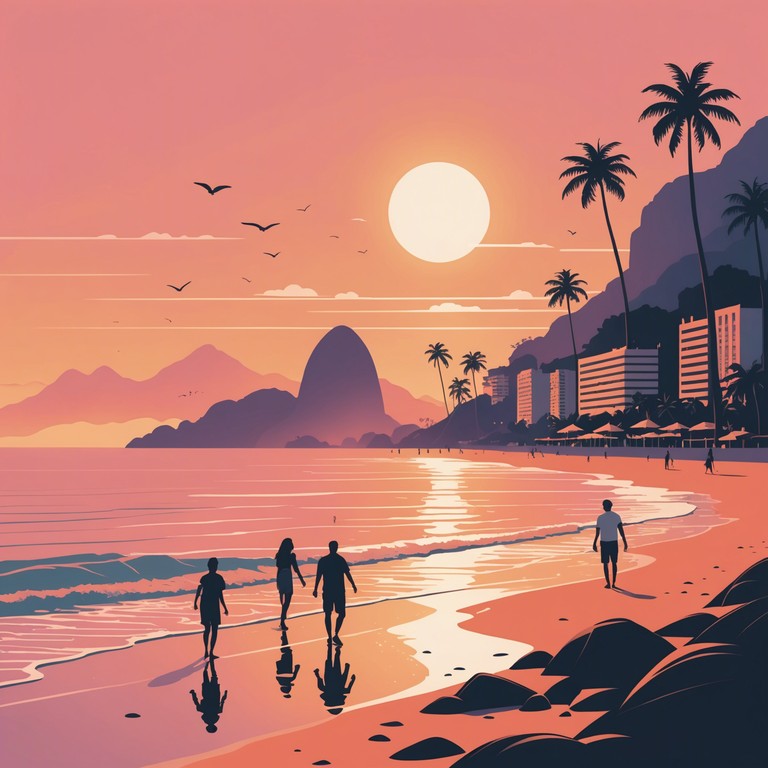 Imagine the peaceful, sandy shores of rio as the sun sets, casting a warm glow over the city. This bossano nova track captures the essence of a relaxing yet uplifting evening in brazil. Gentle rhythms and melodies lure you into a dance of joy and tranquility, making every moment feel like a serene escape.