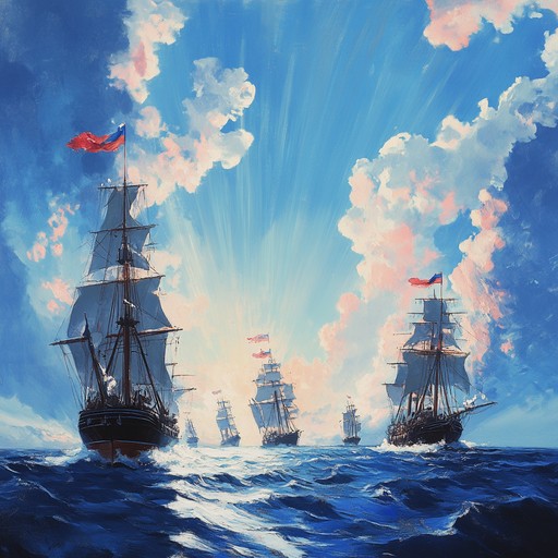 A vibrant instrumental composition that captures the joy and pride of russian naval sailors navigating the open ocean, featuring sweeping melodies and dynamic rhythms evoking the energy of the sea.