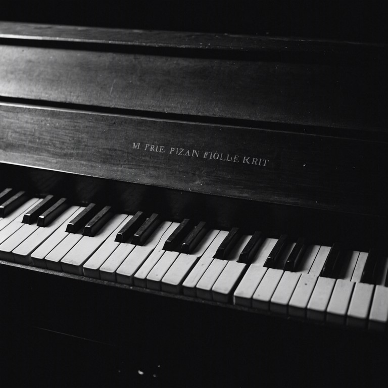 In a dimly lit, forgotten theater, a lone piano resonates through the silence with tender, melancholic melodies that capture the essence of tales untold and dreams unfulfilled, evoking a deep sense of nostalgia and reflection.