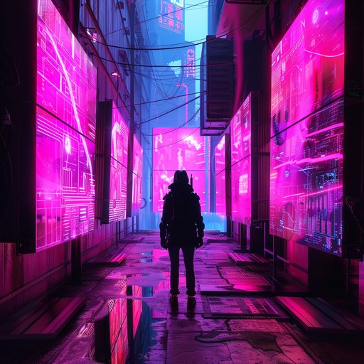 The track dives into the heart of a megacity's digital veins, embodying the pulse of resistance and the eerie serenity of neon nights. It reflects the duality of a cyberpunk world through harsh, driving beats and brief moments of calm illuminated by flickering holograms.