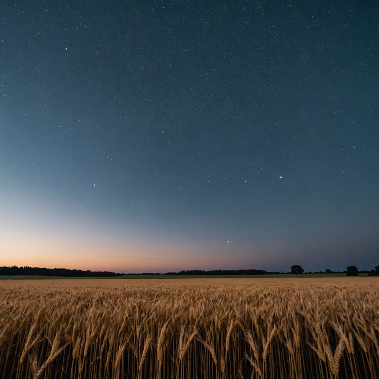 An evocative, intimate track that captures the essence of a serene, rural night under a blanket of stars. The melody, soft and tender, is played on a steel guitar, bringing a sense of warmth and nostalgia. The composition invites listeners into a peaceful, reflective state, akin to a quiet night walk through endless wheat fields.