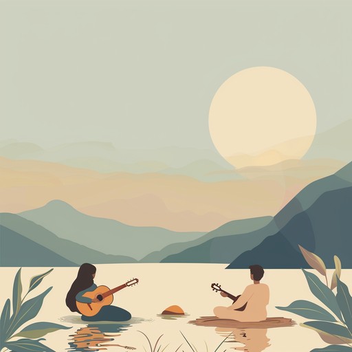 A fusion of soft acoustic guitar, calming sitar, and gentle flutes, weaving together the sounds of different cultures, creating a tranquil soundscape. The gentle strings and serene wind instruments provide a relaxing auditory journey perfect for meditation or unwinding after a long day.