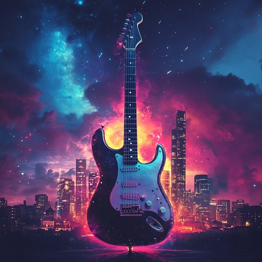 A lively instrumental blending experimental rock guitar with swirling synthesizers, capturing the exhilaration of speeding through a futuristic city at night