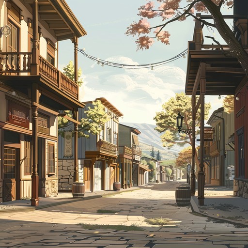 This composition immerses listeners in the tranquil elegance of a refined western town during a sunlit afternoon. With the gentle strumming of a cowboy’s guitar and melodic strings, it captures the essence of serenity and sophistication. Ideal for portraying moments of peaceful reflection within a picturesque, vintage setting.