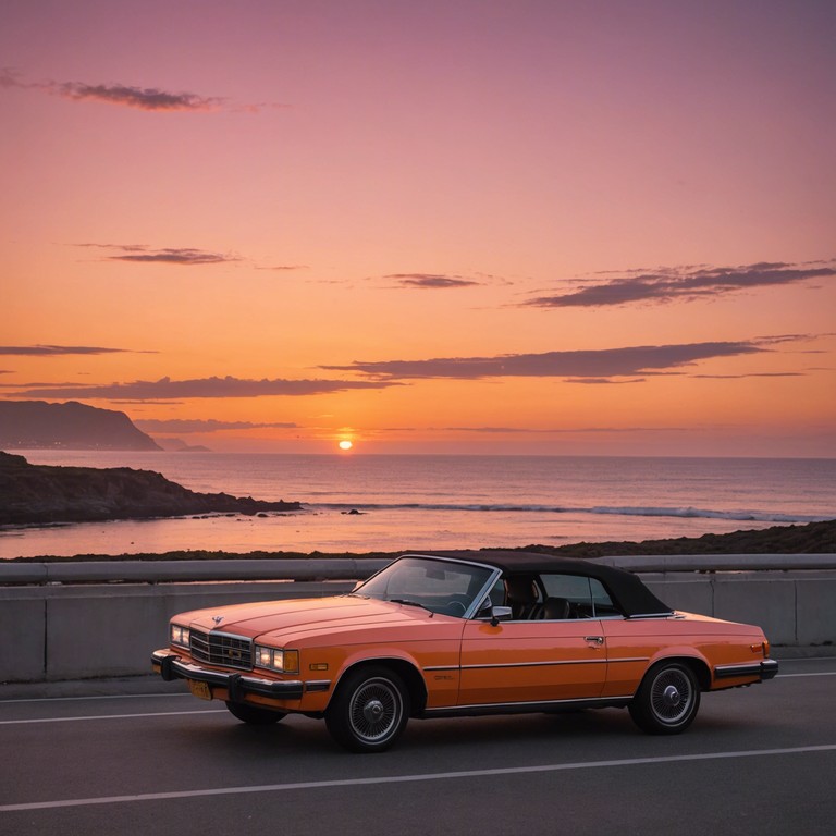 This instrumental track captures the essence of a serene ride along the coastal highway during a 1980s sunset, featuring mellow, catchy synthesizer melodies and a steady, smooth bassline that evokes a sense of ease and timeless pleasure. The piece flows like the rhythm of the waves, ideal for a relaxing drive or quiet reflection.