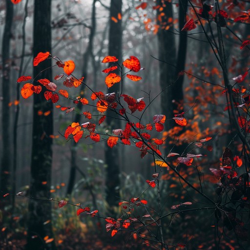 An evocative contemporary classical piece capturing the bittersweet essence of watching autumn leaves fall, as strings reflect on memories of the past, intertwined with the melancholy of lost moments.