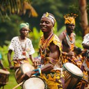 energetic traditional dance with powerful, rhythmic percussion beats