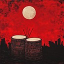 intense tribal rhythms converge under the red glow of moon.