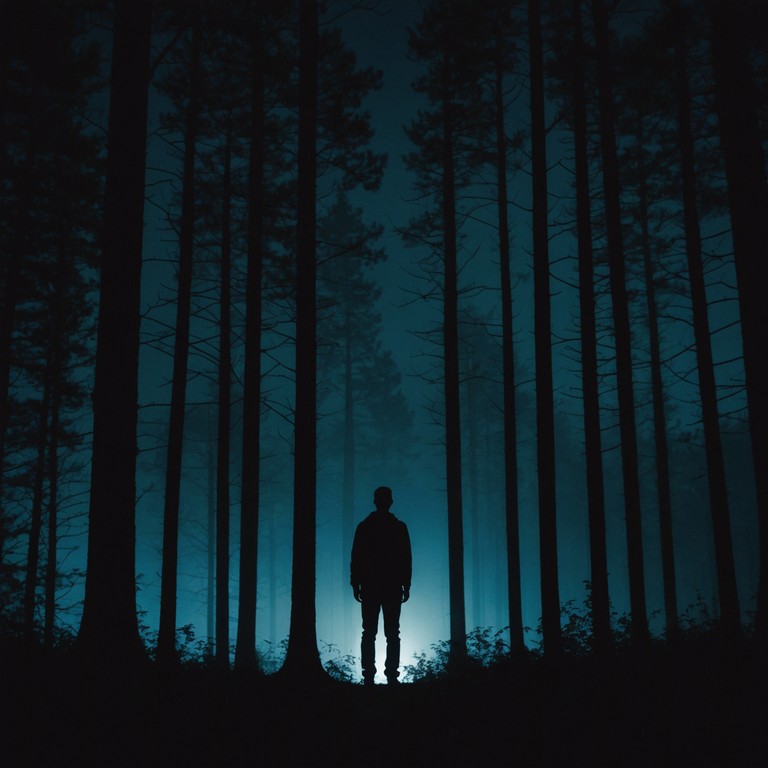 The track explores the tension and suspense of a moonless night, with eerie silences punctuated by unsettling melodic whispers, creating an atmosphere of foreboding and intrigue. The minimalist composition intensifies the feeling of being watched, as shadows seem to move just beyond the edge of sight.