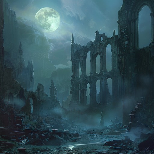 Traverse an eerie soundscape, where delicate whispers and distant echoes paint a picture of moonlit desolation. The decaying structures hold onto the voices of the past, creating a serene yet haunting ambiance.