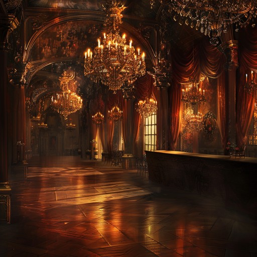 Evoking the clandestine allure of midnight encounters in a regal ballroom, this sultry baroque piece features a mesmerizing harpsichord performance. The music is filled with passion and mystery, conjuring images of forbidden love and whispered secrets.