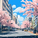 a lively instrumental capturing the joy of spring in tokyo