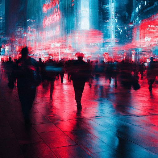 Craft an instrumental rap piece that conjures up images of a bustling, tension filled city at night. Sparse, sharp beats overlay brooding bass lines and distant atmospheric sounds to evoke urban anxiety.