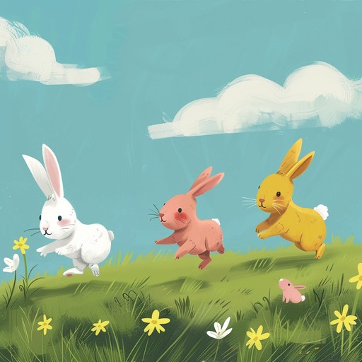 A delightful playful nursery rhyme featuring bouncy melodies and lively rhythms, capturing the joyful hops of bunnies in a sunlit meadow, perfectly suited for children’s fun and dance.