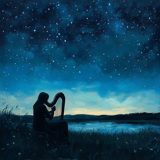 A soulful harp leads you through an ethereal journey, weaving through rich and magical orchestral layers. The track starts with a gentle, soothing melody, gradually building up to a grand, sweeping climax adorned with sparkling chimes and lush strings. Perfectly evoking a sense of wonder and enchantment under a starlit sky.