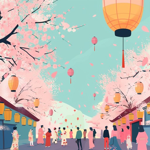 Step into a breezy, whimsical world with this jpop song inspired by cherry blossom festivals. Nostalgic melodies paired with fun, energetic beats create a light hearted tune that lifts the spirit and brings joy to the listener. It's an endearing and cheerful composition perfect for any celebration.