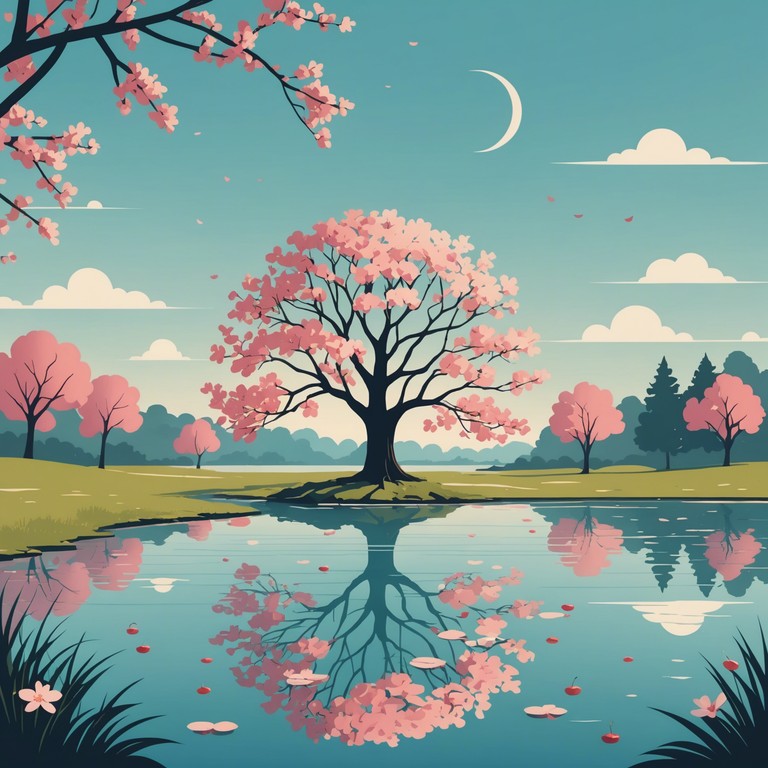 Imagine a delicate composition that captures the essence of spring with every note, reinforcing an atmosphere of calmness and serenity as if sitting beneath a blooming cherry tree surrounded by the gentlest breeze.