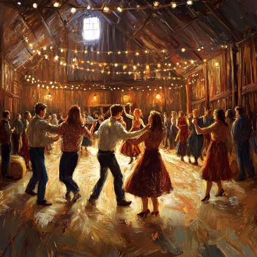 This track features a lively banjo, rhythmic claps, and foot stomping beats that evoke images of a cheerful cowboy barn dance. The melody is bright and infectious, ideal for getting listeners on their feet and having a good time. Picture couples square dancing and friends laughing as they enjoy a lively, carefree evening in a cozy, rustic barn.