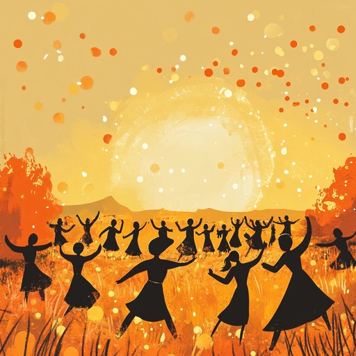 A vibrant instrumental piece that captures the exuberant spirit of a traditional village festival, blending energetic rhythms and cheerful melodies to evoke images of dancing under the sun.