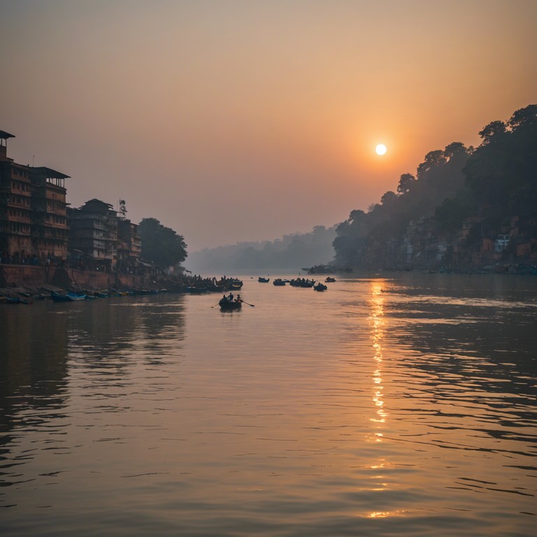 As the sun ascends over the ganges, this track offers a vibrant journey through musical worlds, combining the intricate melodic structures of indian raga with the dynamic energy of rock. The sitar leads this intercultural symphony, creating an uplifting and spirited atmosphere.