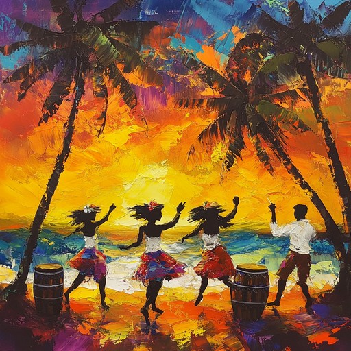 An electrifying mix of dynamic latin rhythms that infuses a vibrant and playful energy, capturing the essence of a sunset beach dance party. The track is characterized by congas, rhythmic basslines, and layers of percussions that drive the contagious groove.