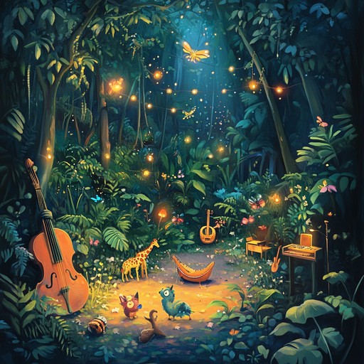 An instrumental journey that fuses playful toy instrument melodies with exotic jungle beats, transporting listeners to a mystical land brimming with wonder and adventure.