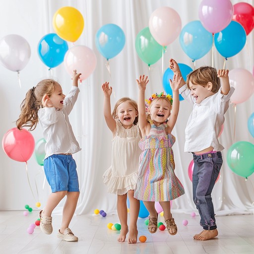 A delightful, upbeat tune celebrating the joy of children's parties with playful melodies and rhythms. Capturing laughter and happiness, it creates a festive vibe perfect for dancing and singing along with bright, lively instruments and sounds.