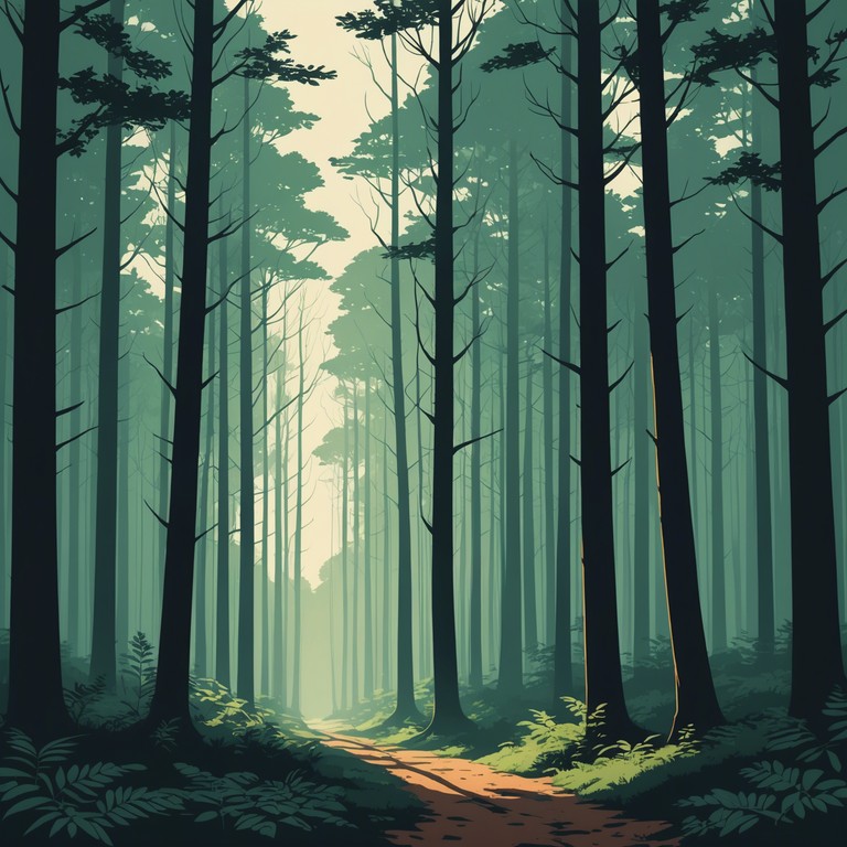 This alternative version focuses more on the faintly audible sounds of the forest, like distant bird calls and the quiet rustle of small woodland creatures, creating an immersive natural ambiance.