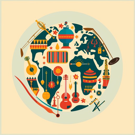 An energetic track blending african drums, sitar, and latin guitars, creating a unifying and celebratory soundscape. This instrumental piece captures the essence of global unity and cultural diversity through rhythmic beats and melodic harmonies, inspiring a sense of joy and confidence.