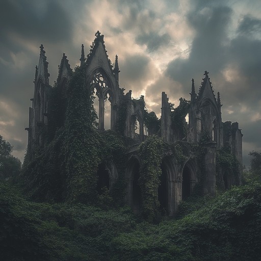 In an alternate arrangement, the organ takes a more subdued background role as we introduce the sounds of wind and distant, unidentifiable rustlings to enhance the sense of isolation and age within an ancient gothic ruin that whispers its history to those who dare to pass its gate.