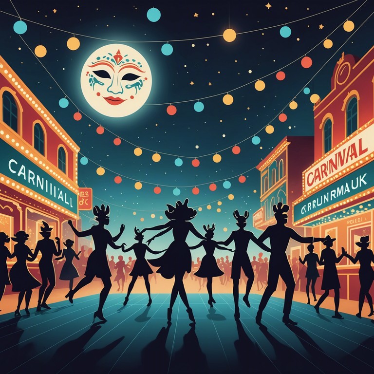 Experience the heart of the carnival as the track builds an infectious rhythm that dances through the shadows of the night, inviting listeners to lose themselves in the vivid atmosphere of festivities, all enhanced by the spirited sounds of an accordion.