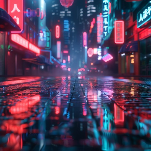 A serene yet eerie exploration of neon lit skyscrapers and shadowy alleyways, combining ambient sounds and futuristic synths to create an immersive experience. The track moves through phases of calm and tension, portraying an advanced but dystopian society.