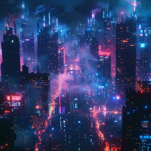 Anxiety driven synthwave track with dark, driving beats and intense synth lines, creating an atmosphere of suspense and nervous energy. Ideal for scenes depicting high stakes situations in neon lit futuristic cities.