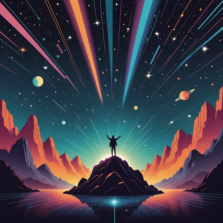 This track features a grand and majestic melody, infused with the old school glam rock spirit but modernized with some vibrant synth textures. It's created to evoke the feeling of stardust filled air during a glamorous rock concert. Perfect for moments needing a touch of drama and nostalgia mixed with an uplifting vibe.