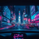 reflective electro journey through neon lit city highways