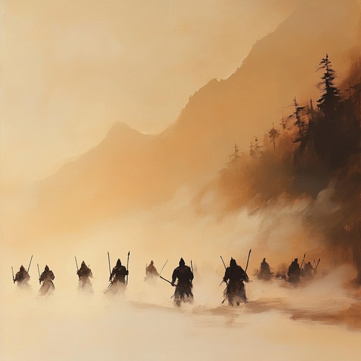 Imagine the sun rising over an ancient battlefield, as warriors prepare for a day of combat. The music captures both the immensity of the looming fight and the personal stories of these ancient fighters, using traditional instruments to evoke a sense of historical depth and magnitude.