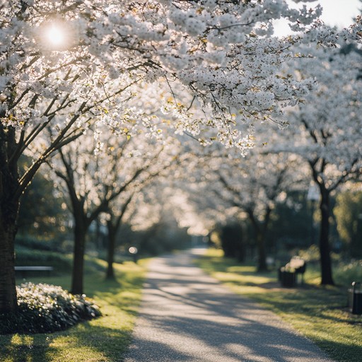 A chilled out j pop instrumental inspired by the serene experience of an evening stroll under cherry blossoms. Light acoustic guitar strums blend seamlessly with soft synthesizer melodies, creating an atmosphere of calm and relaxation perfect for unwinding or background music during a reflective moment.